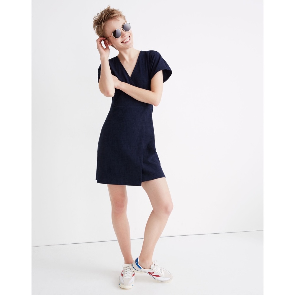 Madewell Cross-Front Flutter-Sleeve Mini Dress